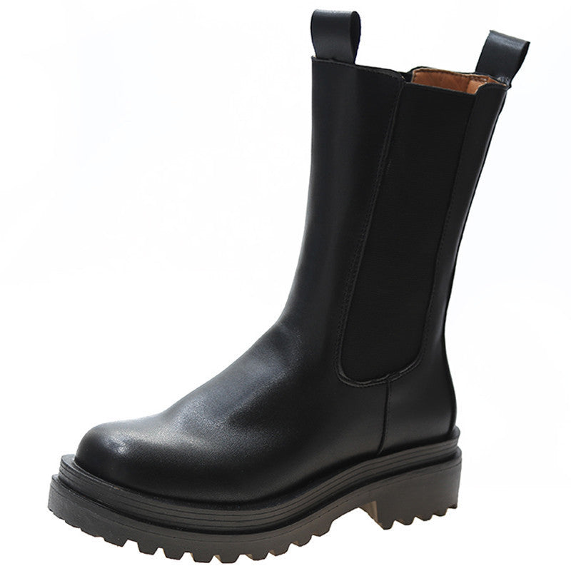British Style Thick-Soled Elastic Boots