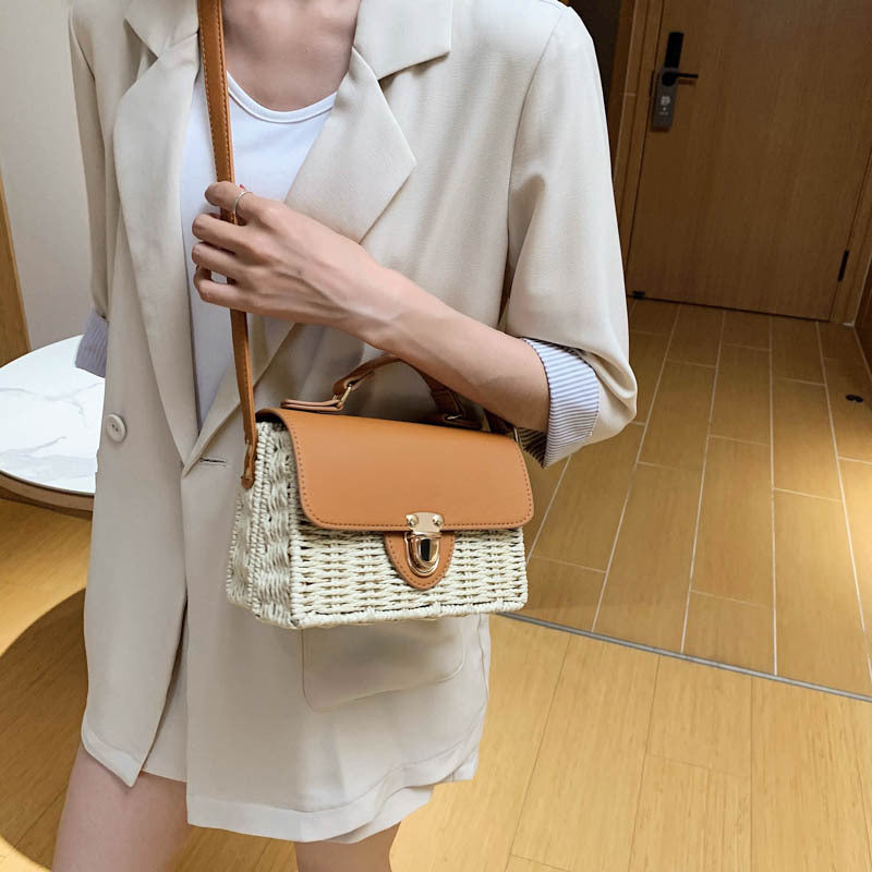 Women's Korean Style Woven Square Shoulder Bag