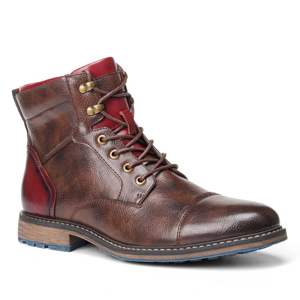 Men's Leather Fashion Tooling Short Boots