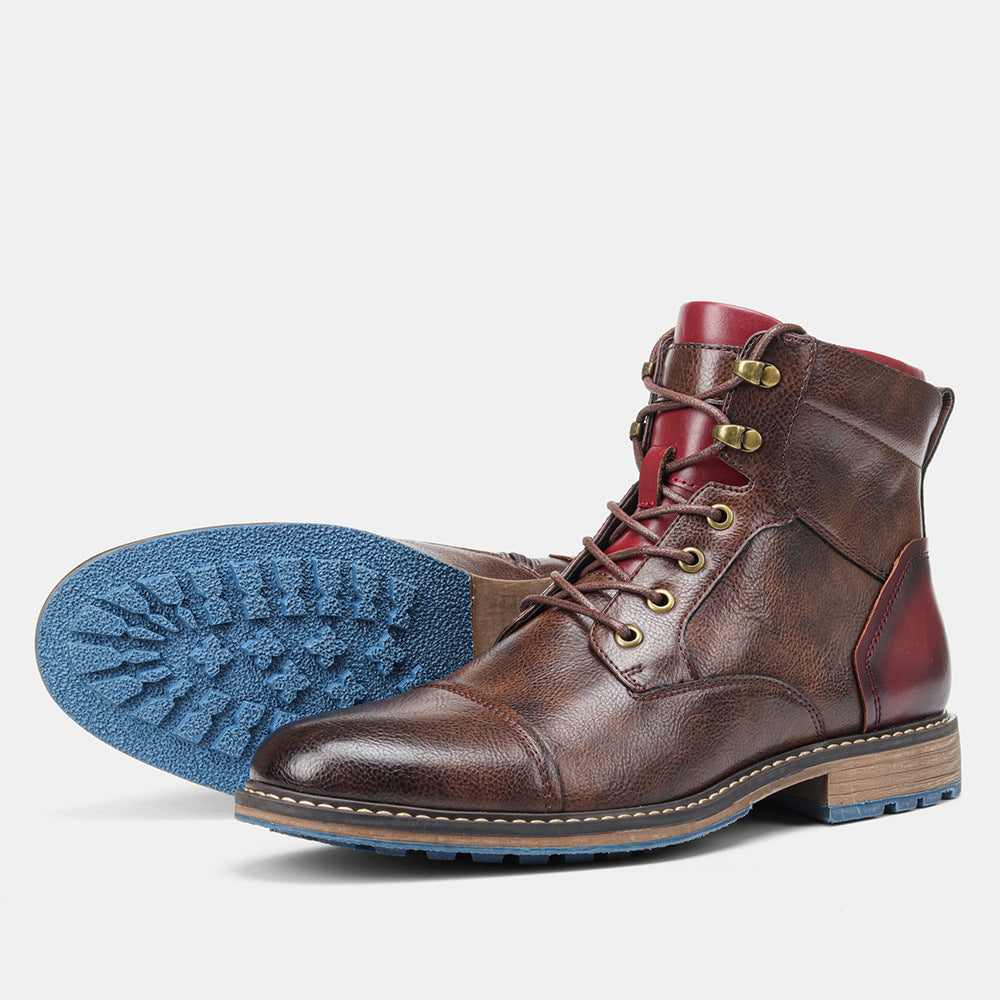 Men's Leather Fashion Tooling Short Boots