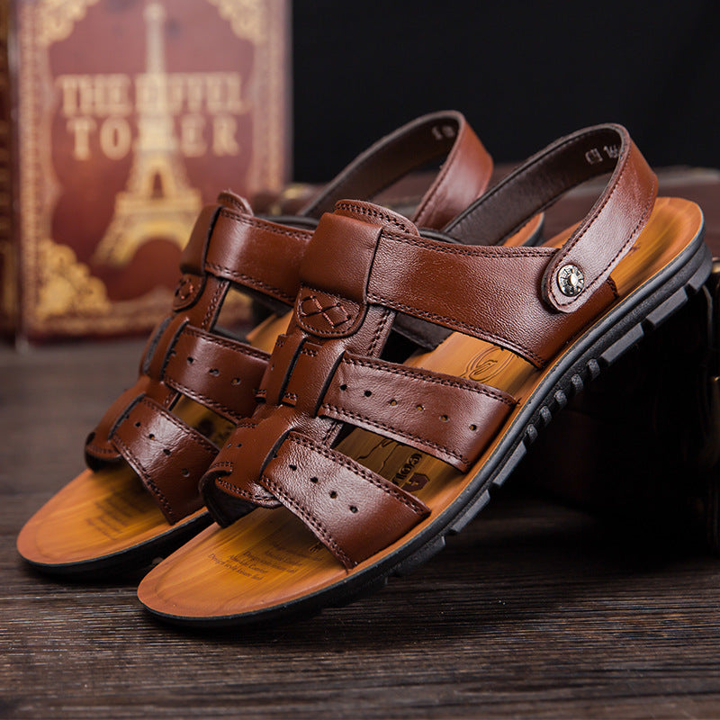 Men's Casual Perforated Leather Sandals