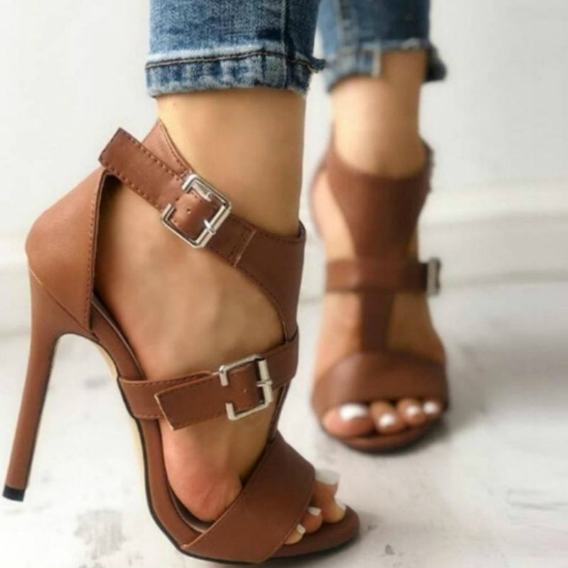 Women's High-Heeled Hollow Roman Sandals