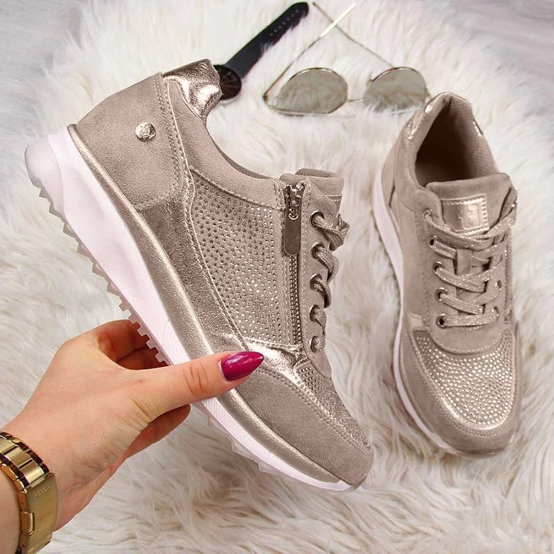 Women's Rhinestone Embellished Lug Sole Sneakers