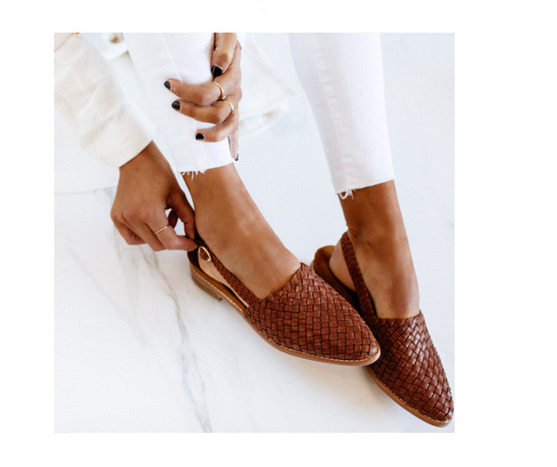 Women's Pointed-Toe Cap Buckle Flat Loafers