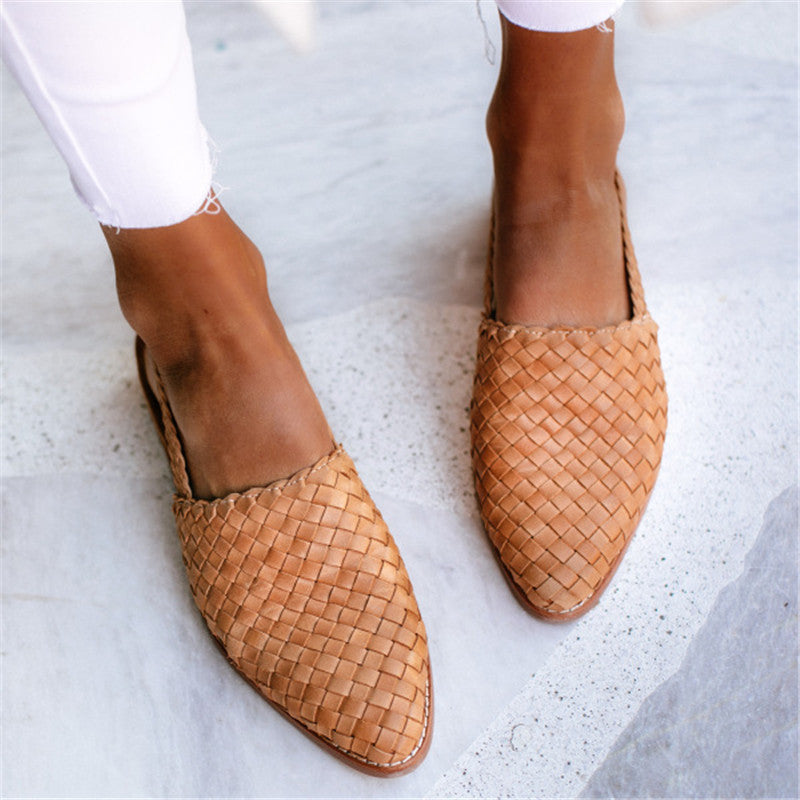 Women's Pointed-Toe Cap Buckle Flat Loafers