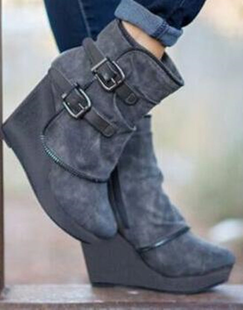 Women's Long-Tube Wedge Boots