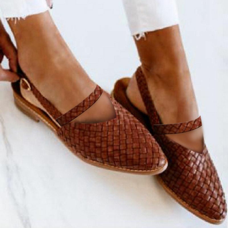 Women's Woven Pointed-Toe Flat Loafers