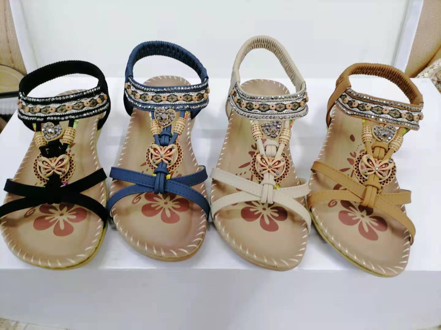 Women's Flower Rhinestone Flat Sandals