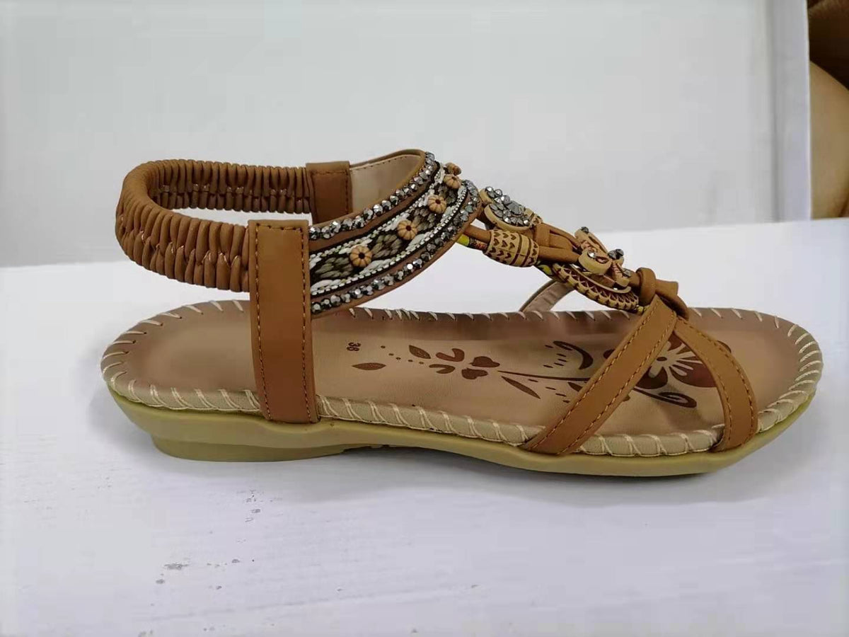 Women's Flower Rhinestone Flat Sandals