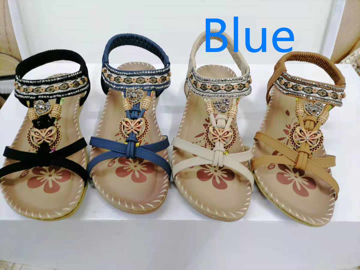 Women's Flower Rhinestone Flat Sandals