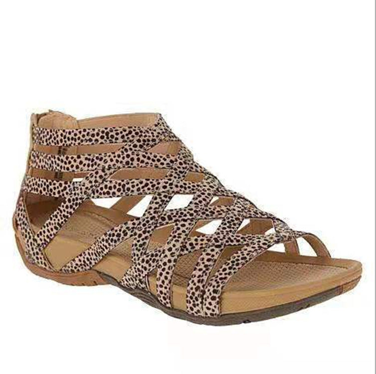 Thin Strap Cross Low Wedge Sandals