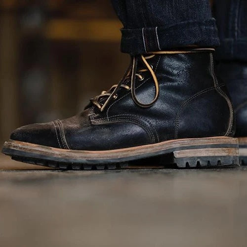 Men's Thick Heel Lace-Up Rivet Boots