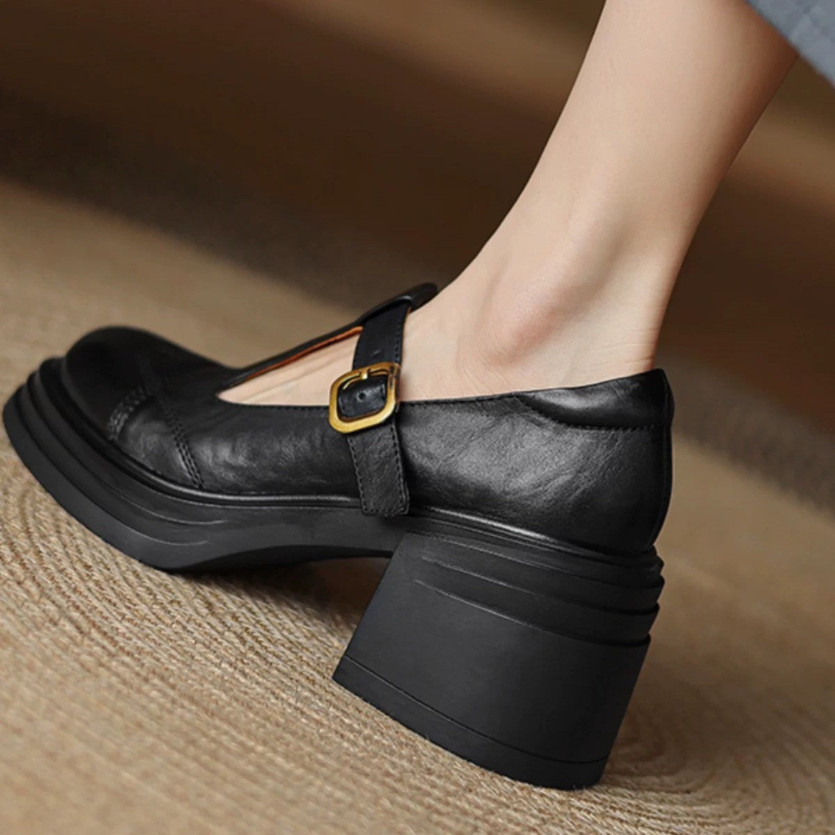 Women's Chunky Heel Platform Mary Jane Shoes