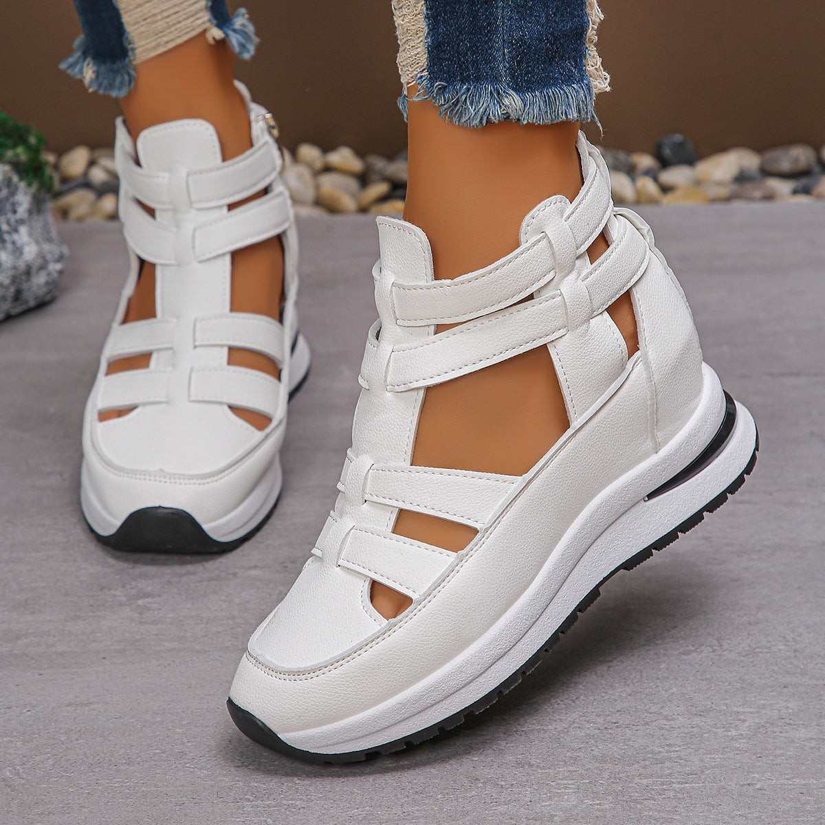 Women's Close-Toed Hollow-Out Platform Sandals