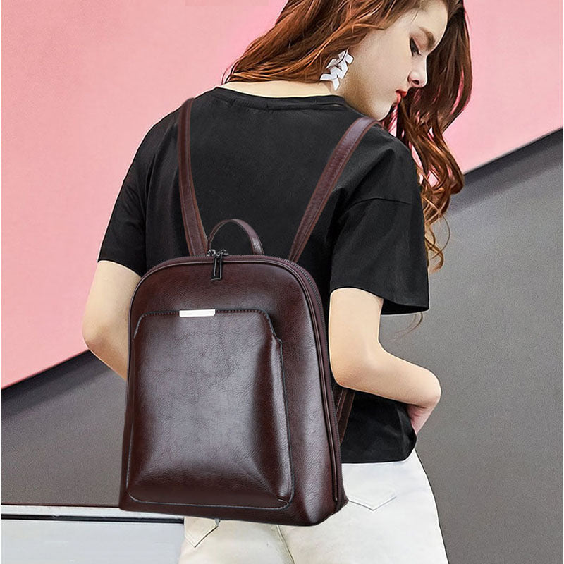 Multifunctional Oil Wax Leather Backpack