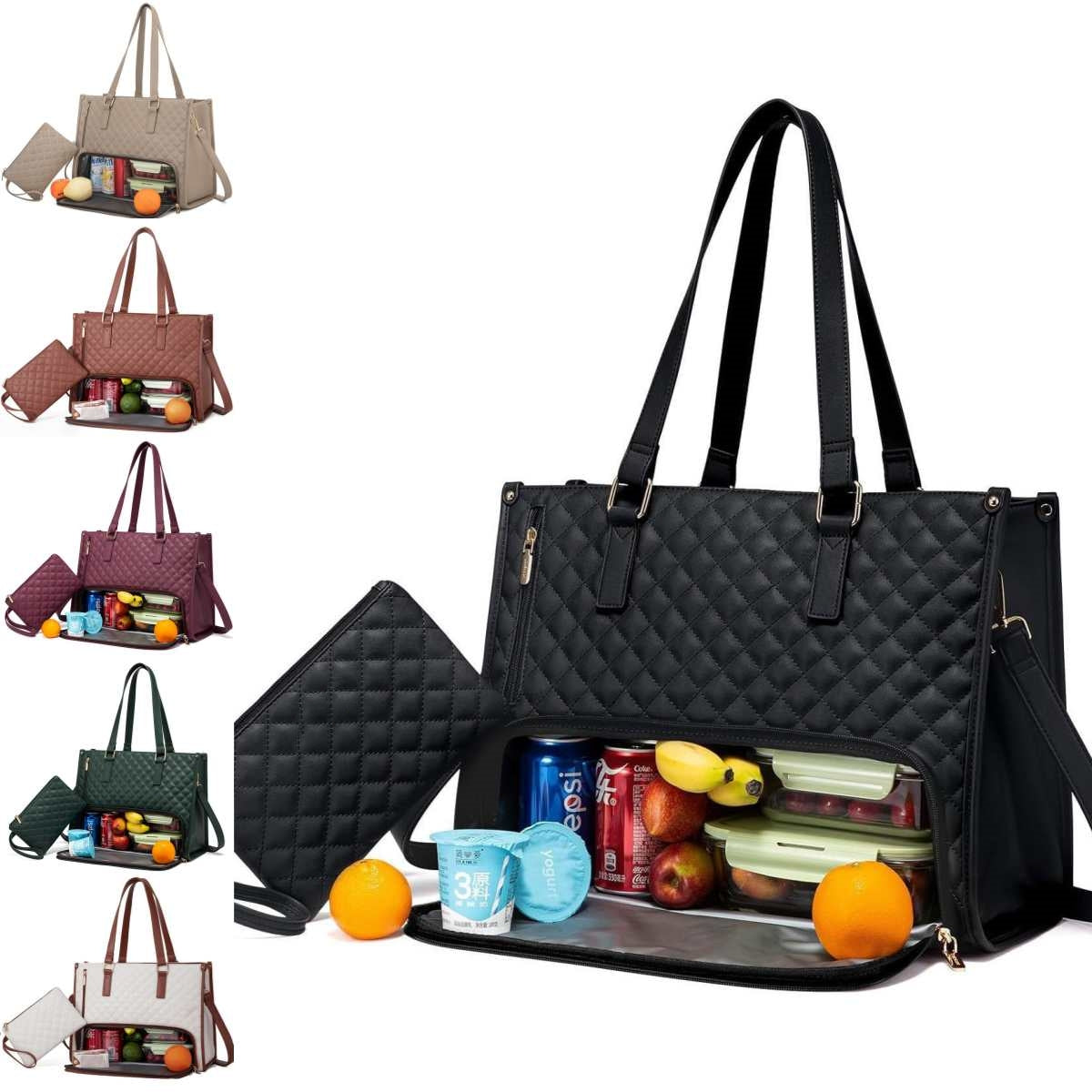 Women's Quilted Laptop Bag with Matching Crossbody