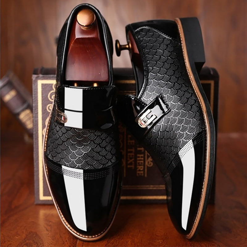 Textured Buckle Dress Shoes