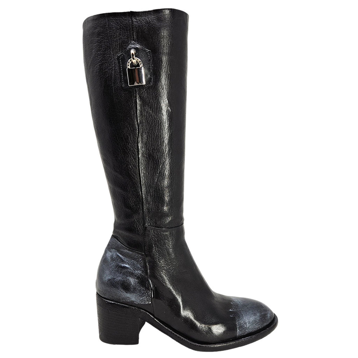 Black Tall Hand Rubbed Lock Boot