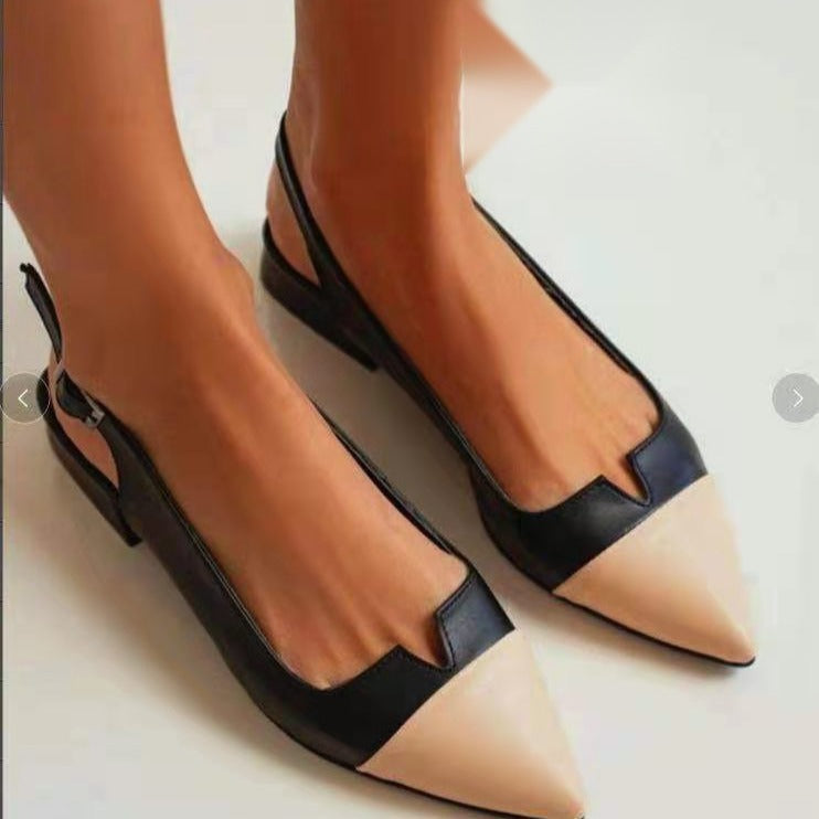 Women's Pointed-Toe Color Block Low-Heel Flats