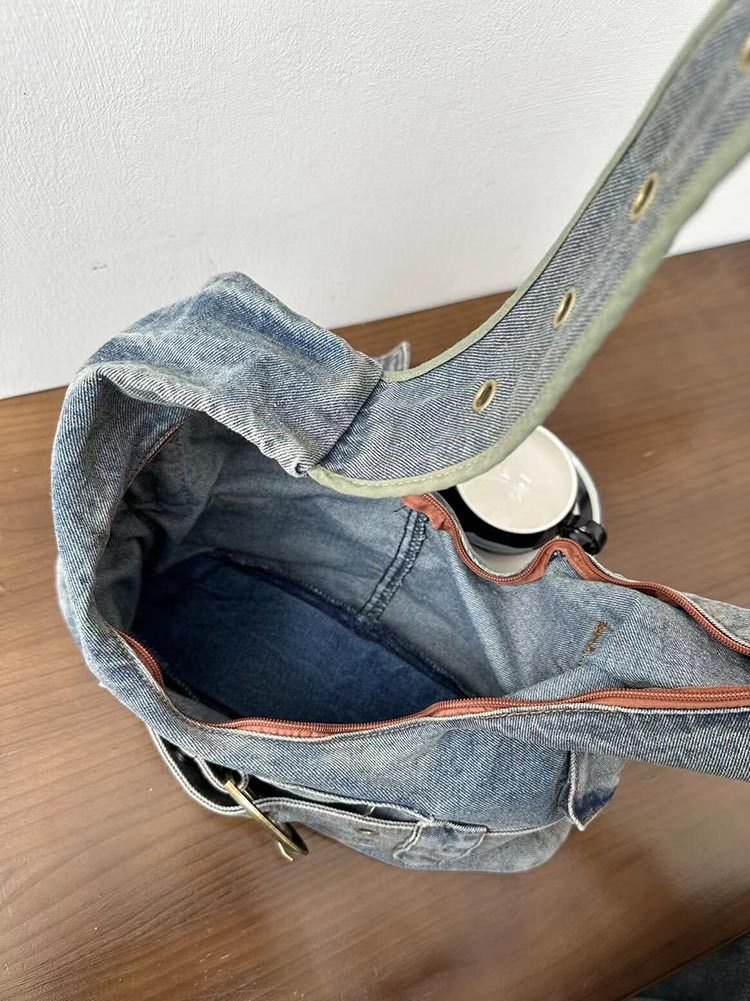 Vintage Washed Denim Travel Bag
