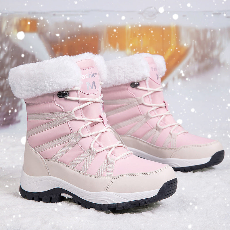 Women's Warm Mid-Calf Fleece-Lined Thick Cotton Boots