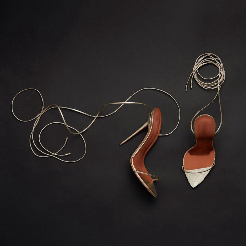 Women's Gold Stiletto Ankle Strap Sandals