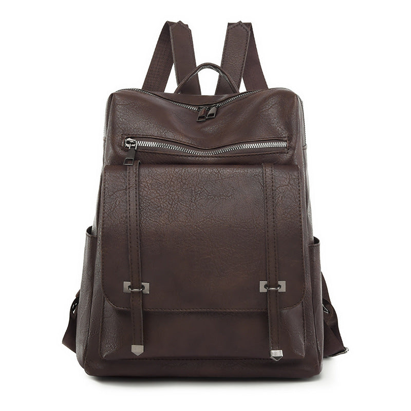 Women's Retro Contrast Color PU Backpack