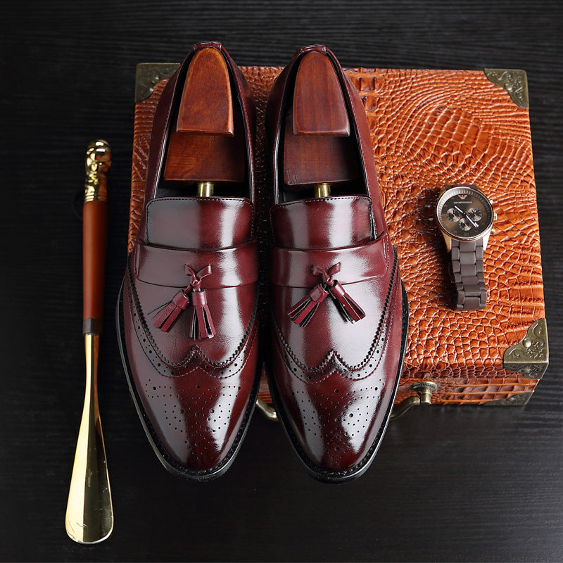 Men's Casual Fashion Brogue Fringed Leather Flats