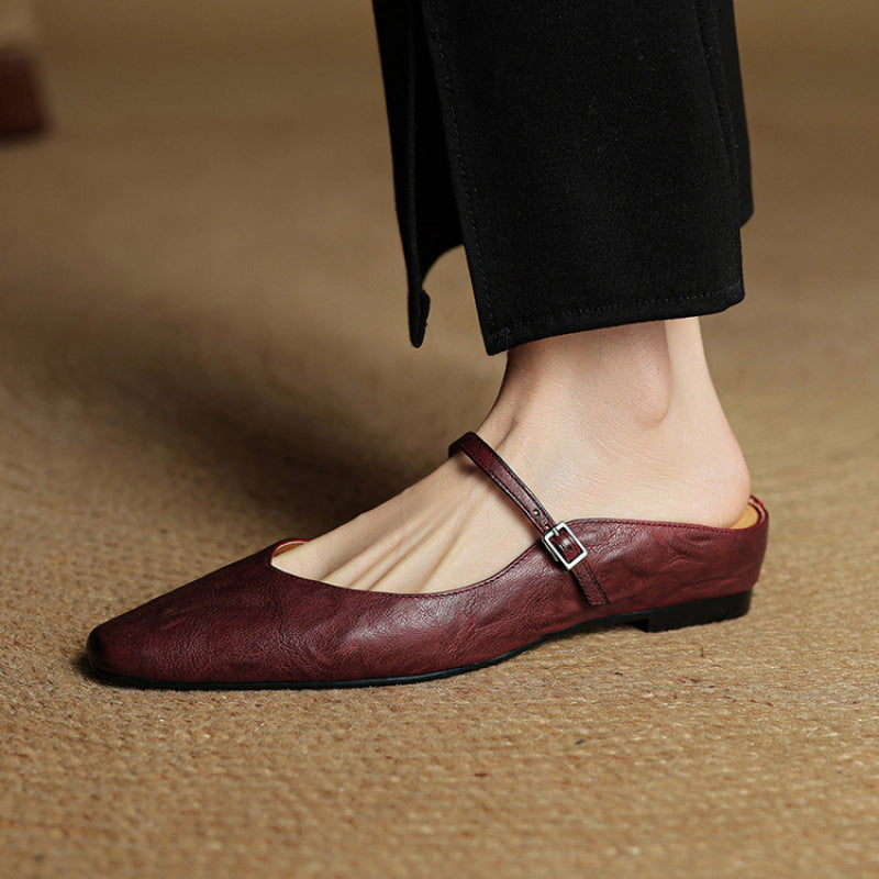 Women's Closed Toe Cowhide Slippers