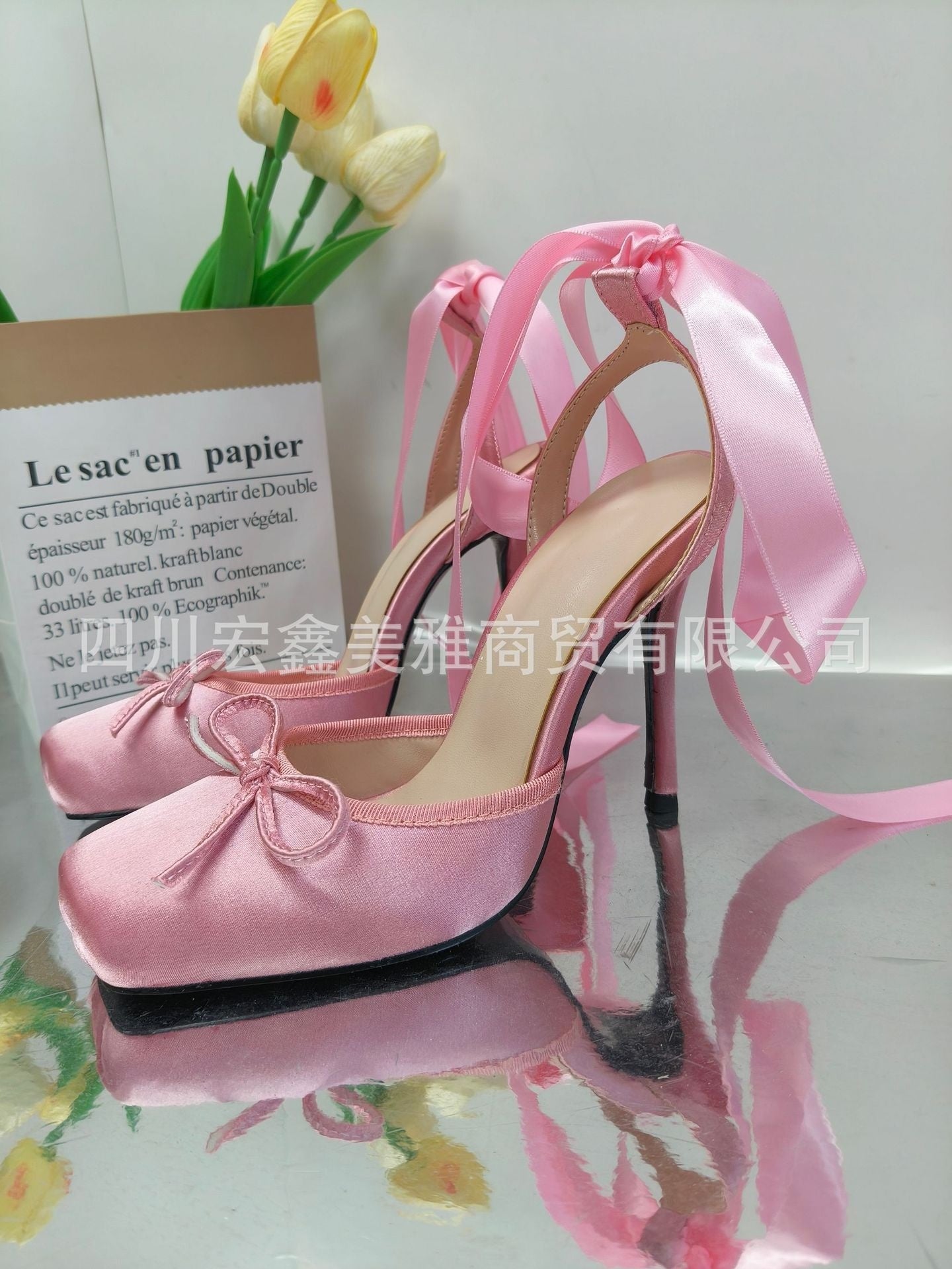 Women's Pig Nose Ballet High Heels Stilettos Bow Sandals