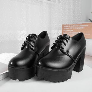 Women's Platform Lace-Up Block Platforms Heels