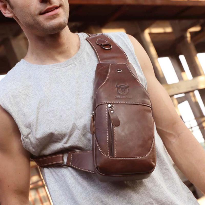 Men's Leather Crossbody Chest Bag Crossbody Bag