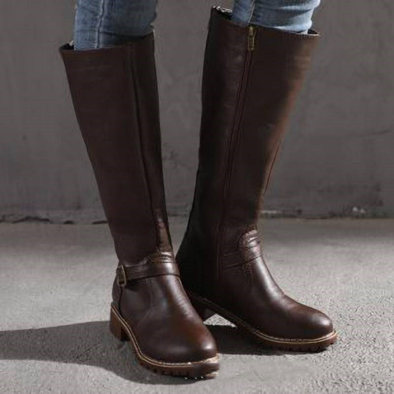 Knight Knee-High Buckle Boots