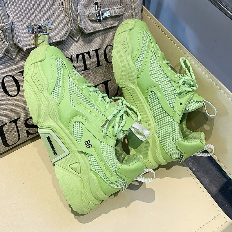 Candy-Colored Thick-Soled Fashion Sneakers