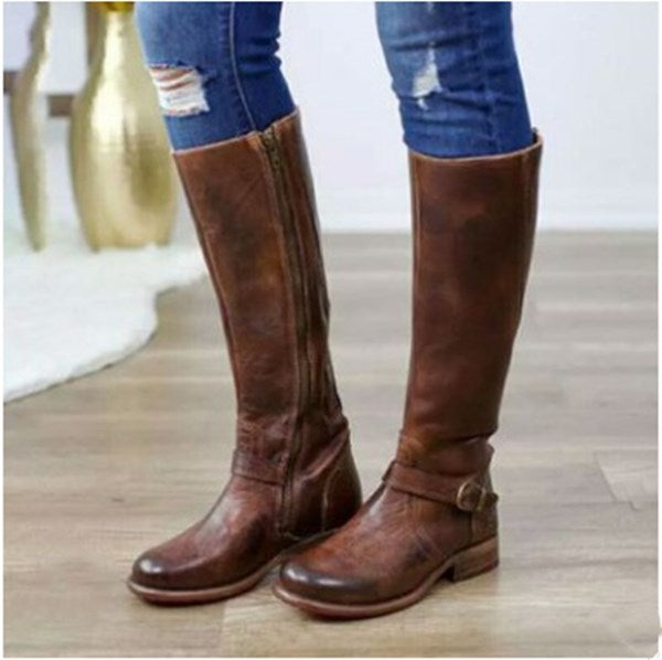 Over-the-Knee Side Zipper Thick Heel Boots