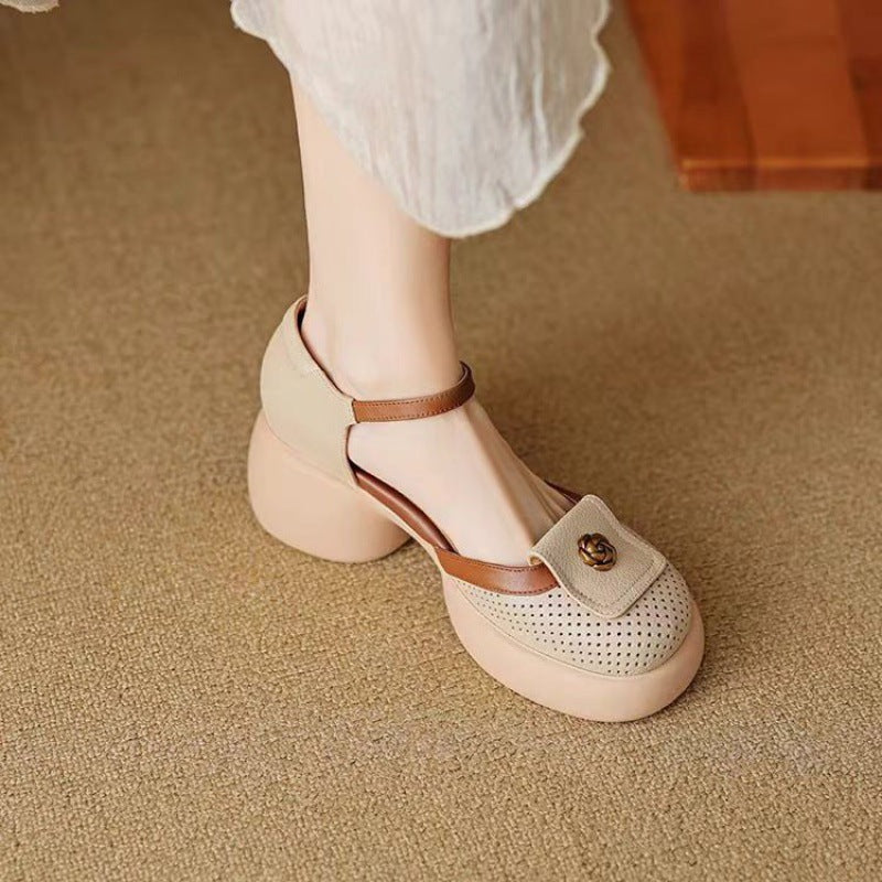 Women's Waterproof Closed-Toe High-Heel Sandals