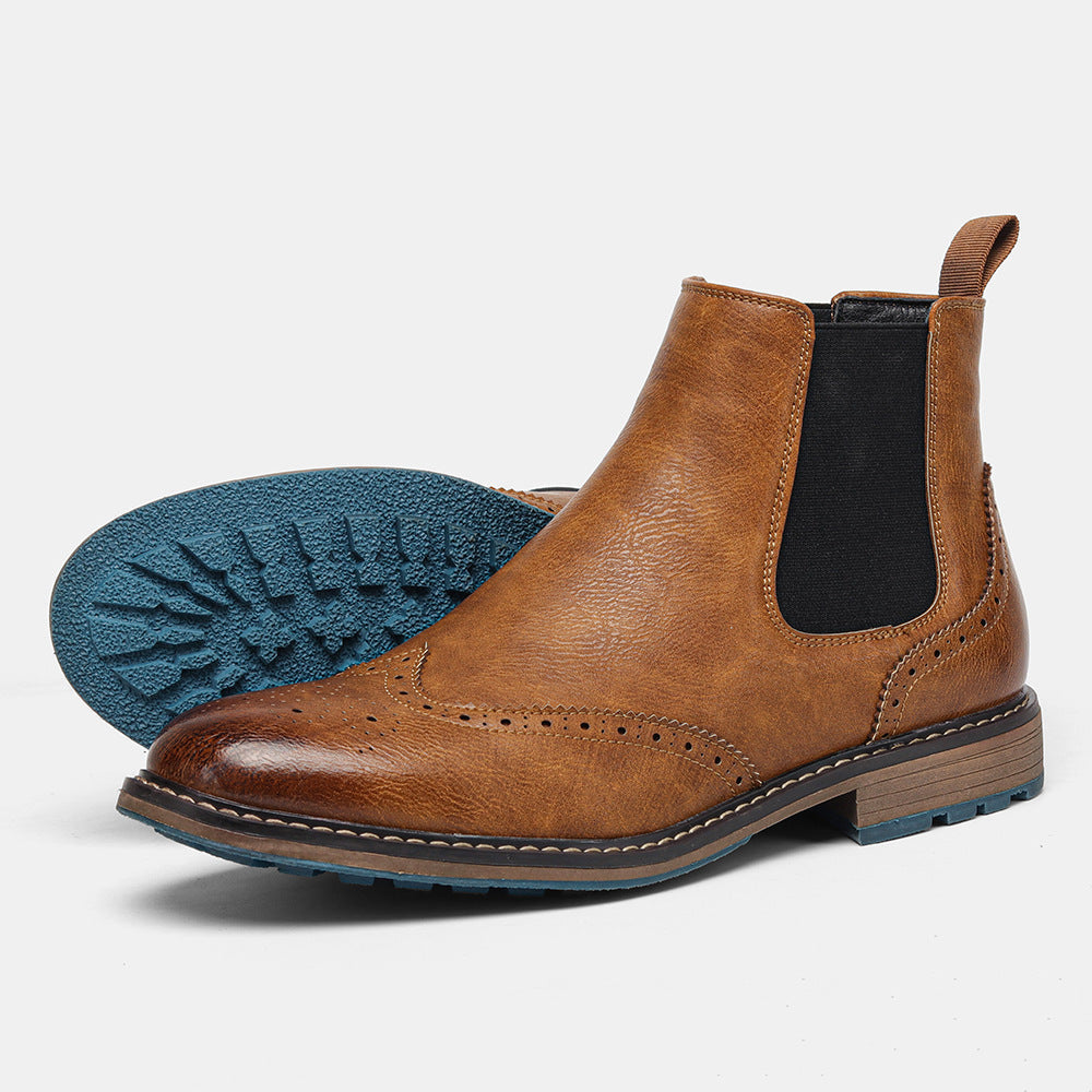 Men's Mid-top Carved Casual Brogue Retro Boots