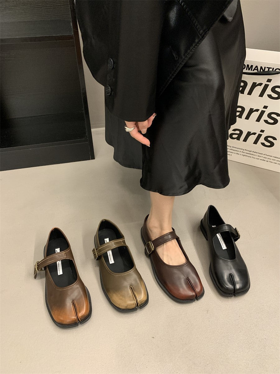 Women's Split-Toe Buckle Mary Jane Pumps