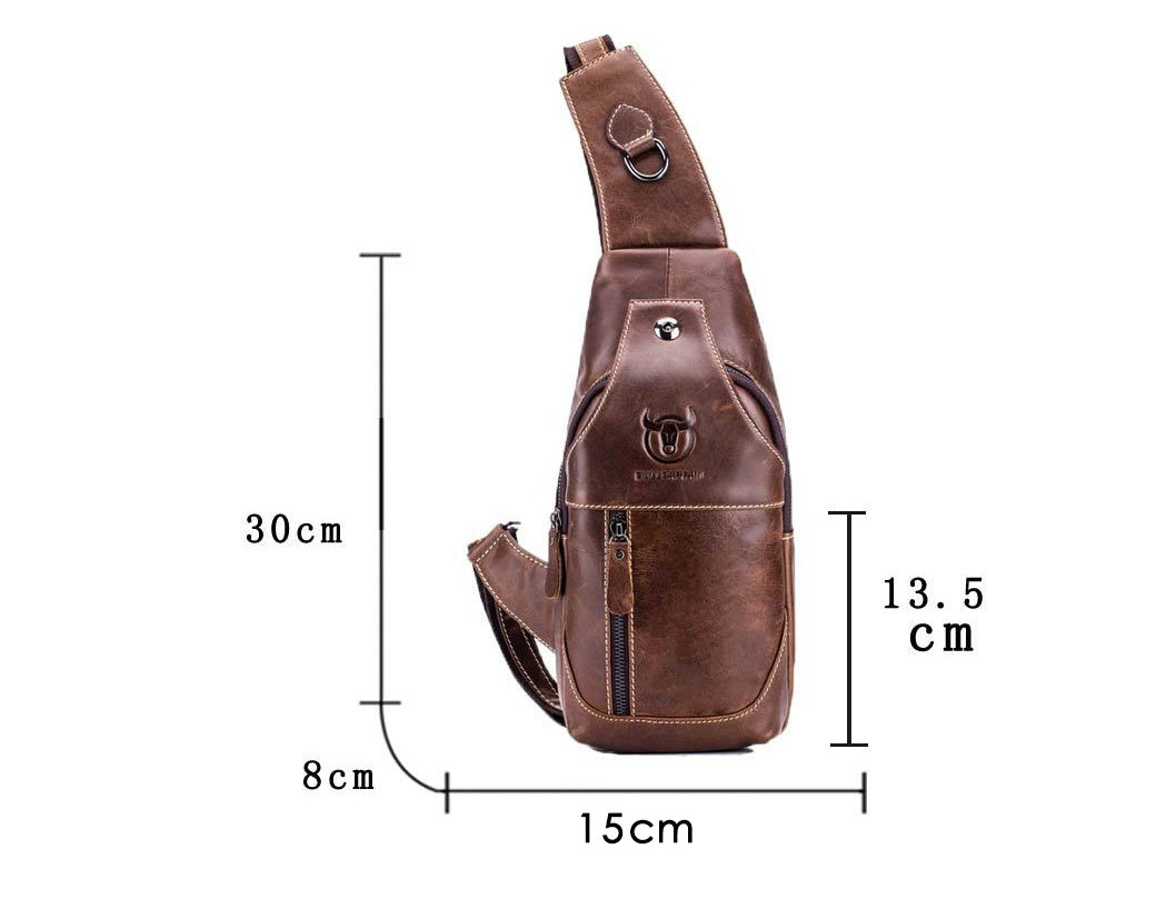 Men's Leather Crossbody Chest Bag Crossbody Bag