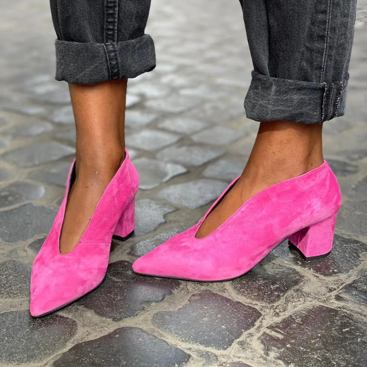 Women's Pointed-Toe Suede Slip-On Heels