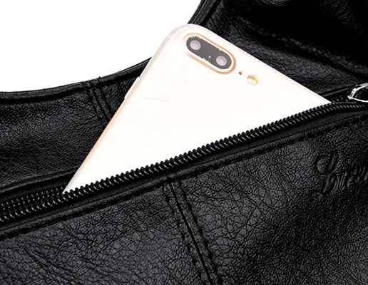 Lightweight Splicing Soft Leather Large Capacity Bag