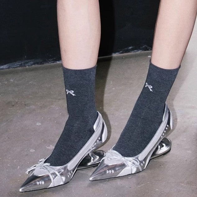 Retro Pointed-Toe Heels with Sculptural