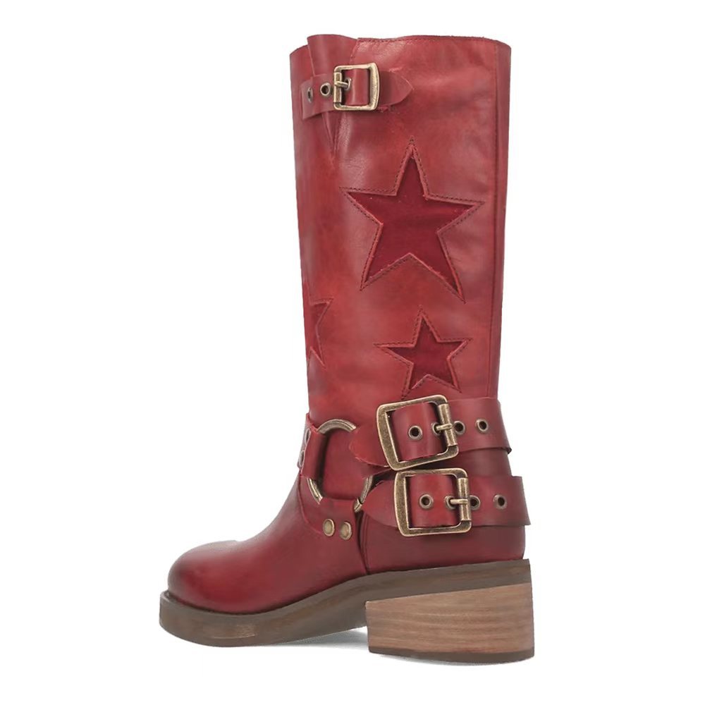 Stitched Belt Buckle Low-Heeled Ankle Boots