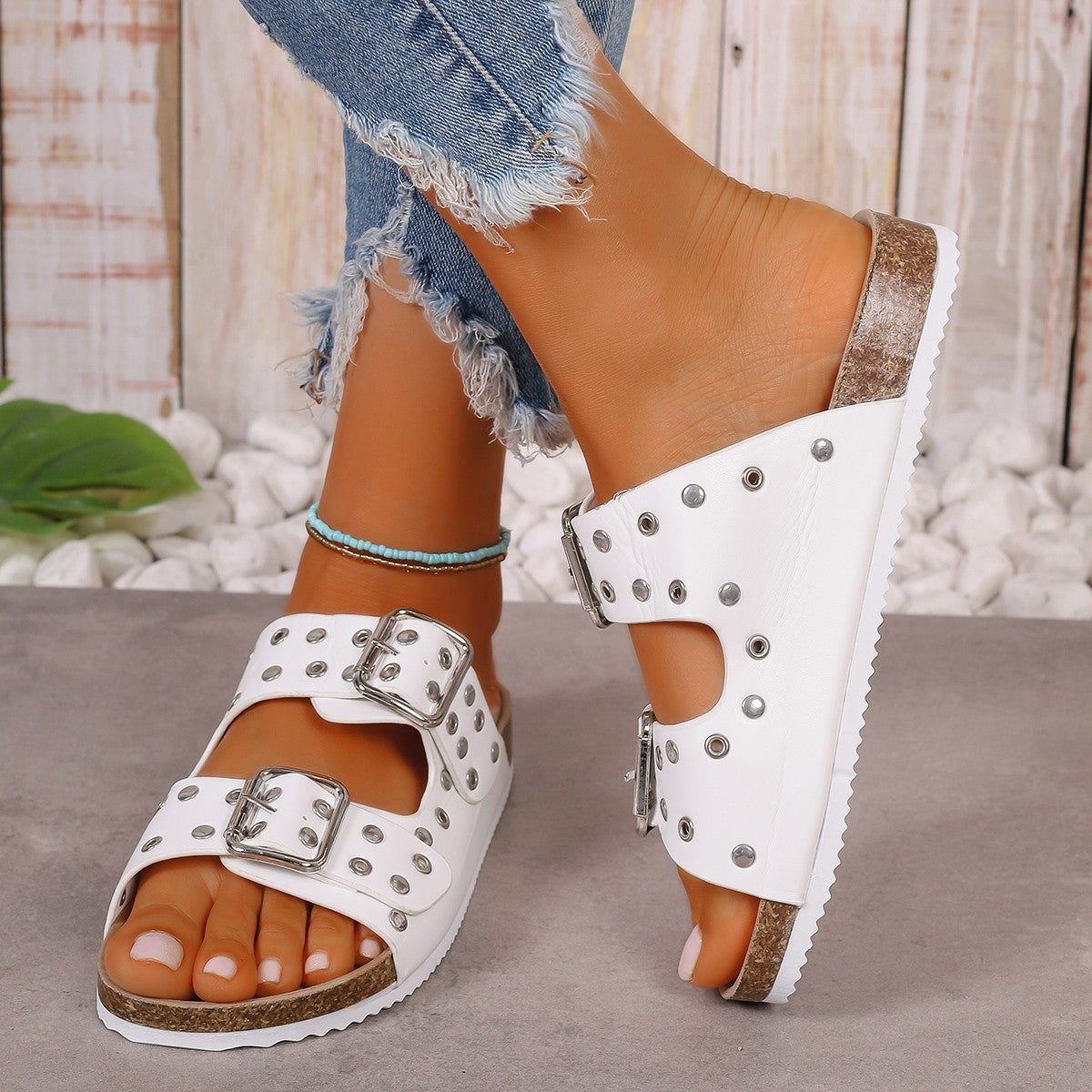 Women's Thick-soled Belt Buckle Slippers