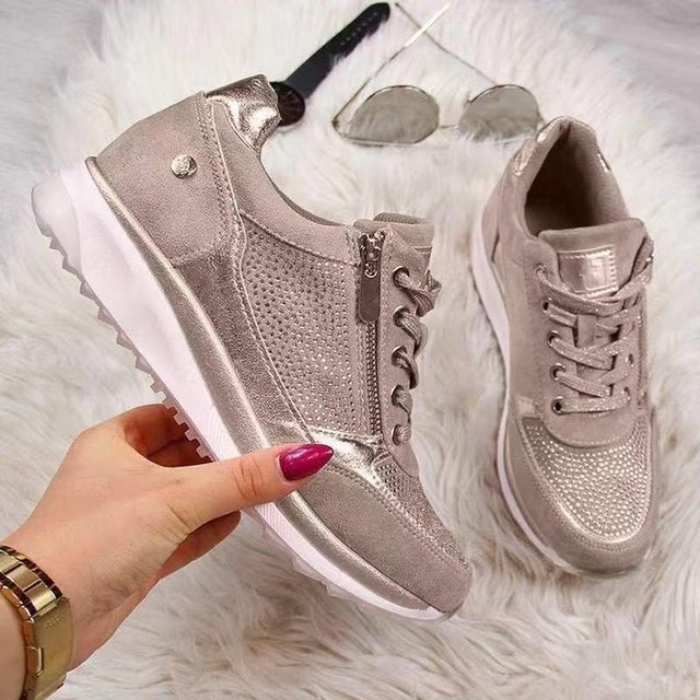 Women's Thick Bottom Rhinestone Sneakers