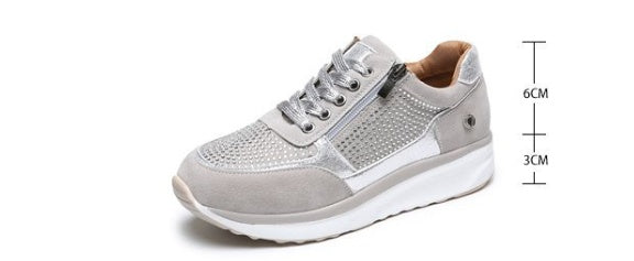 Women's Thick Bottom Rhinestone Sneakers