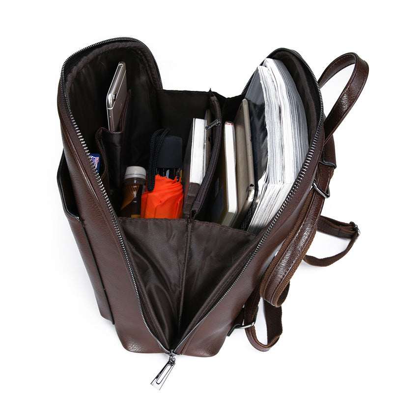 Multifunctional Oil Wax Leather Backpack