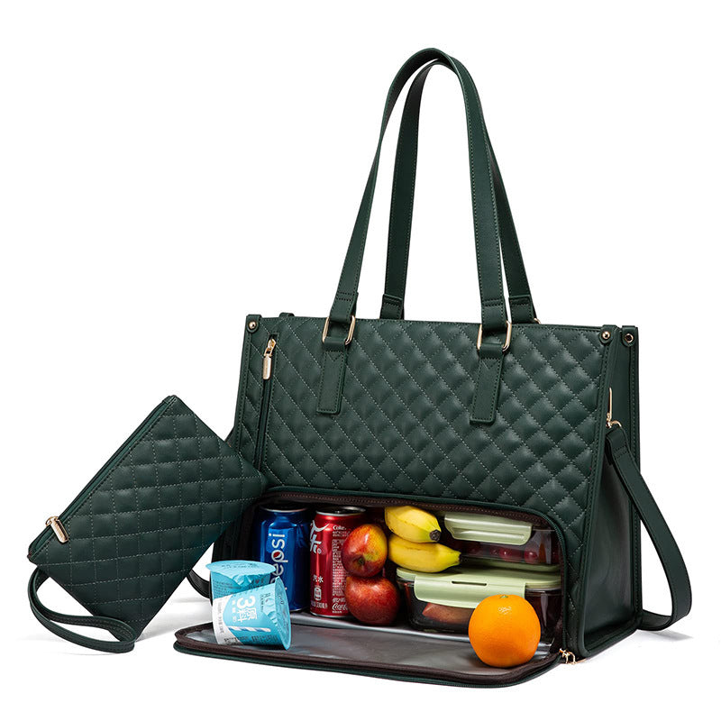 Women's Quilted Laptop Bag with Matching Crossbody