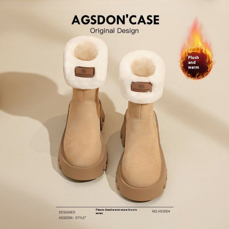 Women's Fleece-Lined Platform Cotton Shoes