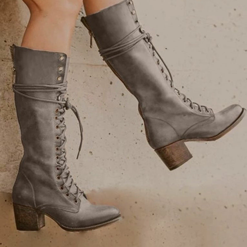 Women's Lace-Up Mid-Calf Boots